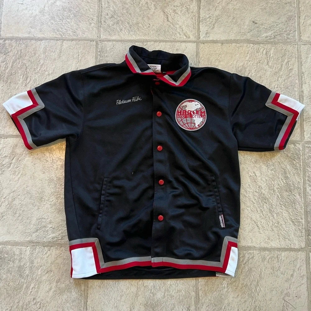 Vintage PlatinumFUBU Harlem Globetrotters JerseyYouthL 16/18 BlackRedEmbroidered
